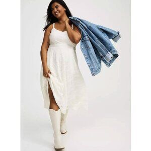 NWT Torrid 2 Cloud Dancer Midi Lace Skater Dress 2X 18 20